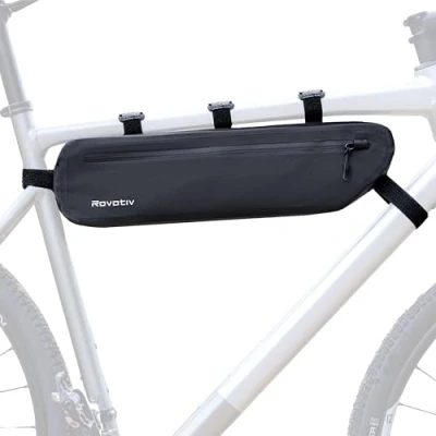 Abbildung von Rovativ® Bikepacking Rahmentasche [42 cm] 100% wasserdicht Fahrradtasche für Gravelbike und Ultracycling [3,2 l]