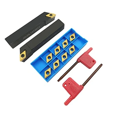 Abbildung von 1,6 cm Bohrstange SDJCR1616H11 + SDJCL1616H11 Drehmaschine Außendrehwerkzeughalter mit 10 Stück DCMT32.51/DCMT11T304 Hartmetall Dreheinsätze