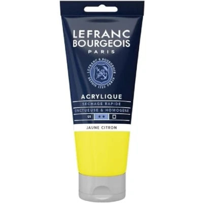 Abbildung von Lefranc Bourgeois 300379 Fine Acrylfarbe Zitronengelb, 80ml Tube, cremige auf Wasserbasis, schnell trocknend, lichtecht, wasserfest