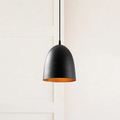 Abbildung von Hängeleuchte 1 Glühlampe Gakuli D20cm Metall gehämmert Schwarz Menzzo