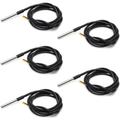 Abbildung von ICQUANZX 5PCS Wasserdichter Temperatursondensensor Thermoelementthermometer 1M mit wärmebeständigem Thermokabel