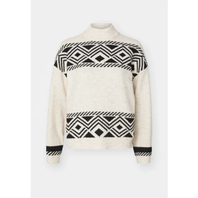 Abbildung von ONLY Onlvictoria Strickpullover, Damen, Größe: XS, Pumice stone/black jacquard