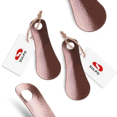 Abbildung von SULPO 2er Pack 12cm Stabil Schuhlöffel aus Edelstahl Klein Metall mit Aufhängeloch Schuhanzieher Mini Reiseschuhlöffel Shoe Horn