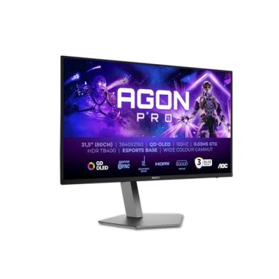 Abbildung von AOC Agon Pro 326UD 32 Zoll UHD OLED Gaming Monitor, 165 Hz, 0.03 ms, HDR400, FreeSync Prem. Pro, G Sync comp. (3840x2160, 2X HDMI 2.1, 1x DP 1.4, USB Hub) schwarz grau