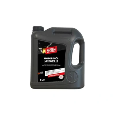 Abbildung von NIGRIN Motorenöl 5W 30 LongLife III 6 Liter für Pkw Otto und Dieselmotoren einschließlich Partikelfilter, Mehrbereichsmotoröl auf HC Synthese Basis, VW 504 00/507 00/503 00/506 00