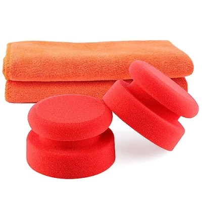 Abbildung von Auto Profi Handpolierschwamm, SPTA 2Pcs Hand Polierschwamm 100 * 100mm polierschwämme pad Mikrofasertuch Trockentuch Reinigungstuchpolierset