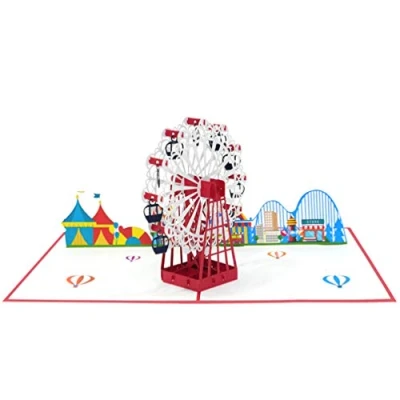 Abbildung von Favour Pop Up® 3D Glückwunschkarte für viele Anlässe. Ein filigranes Kunstwerk, das sich beim Öffnen als Riesenrad auf einem Jahrmarkt entfaltet. TF120