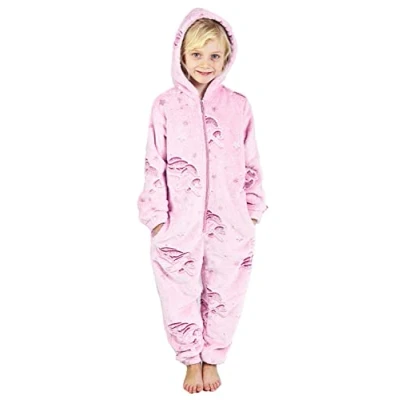 Abbildung von CityComfort Einhorn Onesie, Jumpsuit Mädchen, Glow in The Dark Schlafanzug 110 164 (11 12 Jahre, Baby Rosa)