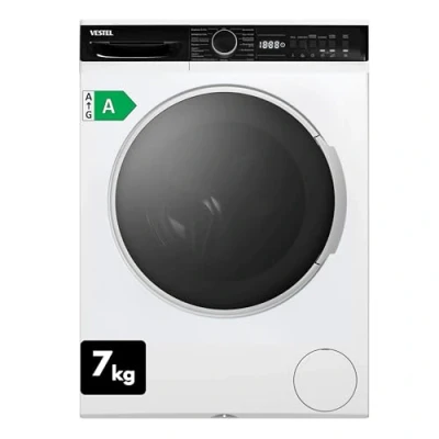 Abbildung von VESTEL VG WFT2743WA Waschmaschine Frontlader/A / 7 kg 1400 U/min/Adanced Inverter Motor 15 Programme inkl. 12 min Kurzprogramm/AquaStop/Weiß