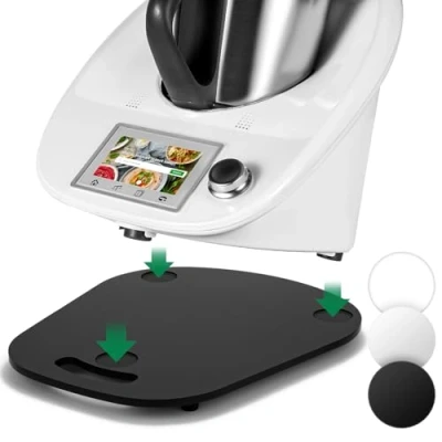 Abbildung von für Thermomix TM6 TM5 Gleitbrett Acryl,Ticanros Premium Schnelles Bewegen Rollbrett Vorwerk Küchenmaschine Zubehör Unterlage Brett, Glänzend Schwarz