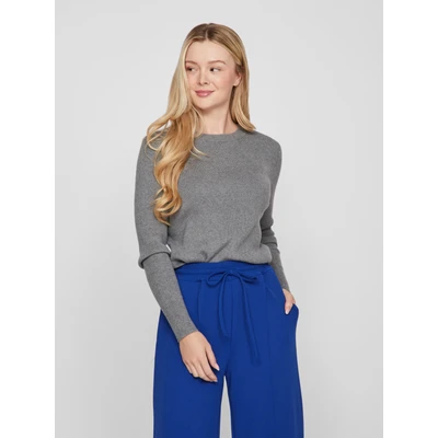 Abbildung von VILA LANGÄRMELIGER Strickpullover, Damen, Größe: XL, Medium grey melange