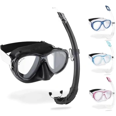 Abbildung von Cressi Samoa &amp; Mexico Set Maske + Schnorchel zum Tauchen und Schnorcheln, Schwarz/Schwarz, Einheitsgröße, Unisex Erwachsene