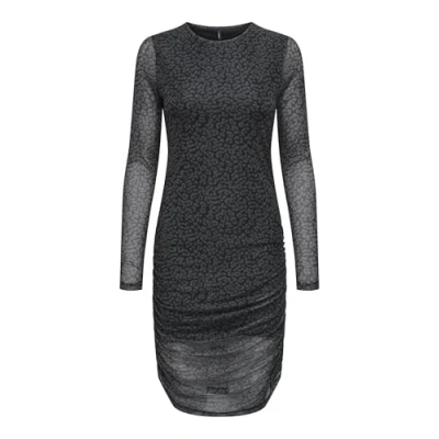 Abbildung von ONLY Damen Onlerica Life L/S Short Dress JRS Kleid, Black/AOP:Everyday Leo, X Small