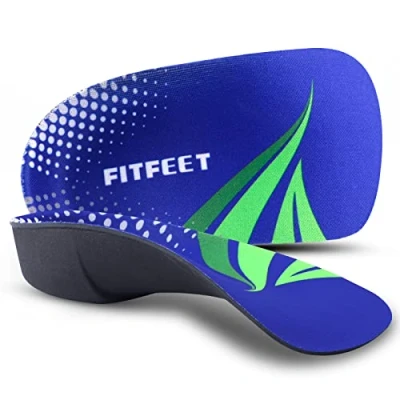 Abbildung von Orthesen Einlegesohlen 3/4, FitFeet hoher Bogen Schuheinlagen für flache Füße, Plantarfasziitis, Fußgewölbe, Fußermüdung Fersenkissen Männer, Frauen, L