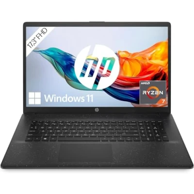 Abbildung von HP Laptop mit 17,3 Zoll FHD Display, AMD Ryzen 7 7730U, 16 GB DDR4 RAM, 512 SSD, Radeon Grafik, Windows 11, QWERTZ Tastatur, Schwarz