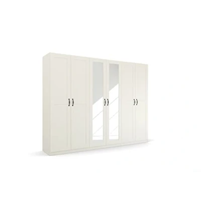 Abbildung von Rauch Möbel Cottage by Quadra Spin Schrank Drehtürenschrank, Weiß, 5 trg. mit Spiegel, inkl. 3 Kleiderstangen, Einlegeböden, BxHxT 226x210x54 cm