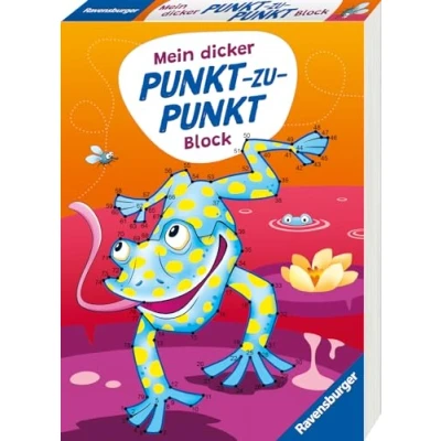 Abbildung von Ravensburger Mein dicker Punkt zu Block 125 lustige Motive zum Verbinden und Ausmalen, Rätselblock ab 7 Jahre