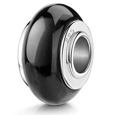 Abbildung von Materia Edelstein Bead Onyx Anhänger Silber 925 Damen Charms schwarz 400