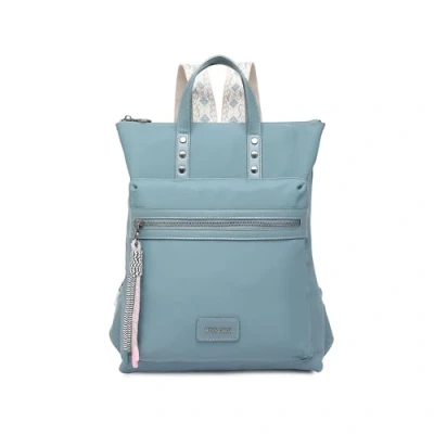 Abbildung von Miss Lulu Damen Rucksack Modisch Reiserucksack Leicht PU Schultertasche Frauen Wasserdicht Freizeit Daypack mit Boho Chic Trägern (Blau)