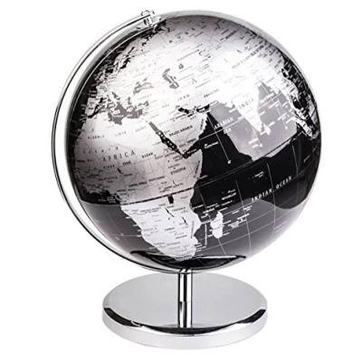 Abbildung von Exerz 30cm Globus Englische Karte Schüler Mit einem Metallfuß Pädagogisch/Geografisch/Dekoration Lehrmaterial Globen Durchmesser: 30 cm (Metallisches Schwarz)
