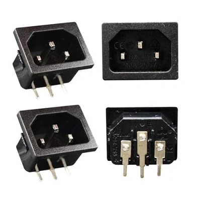 Abbildung von Aofan 4 Stück IEC 320 C14 3 Pin Männlicher Stecker Schalttafeleinbau Gerätestecker Steckdose AC 250V/10A für Kaltgerätebuchse