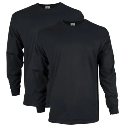 Abbildung von Gildan Unisex Erwachsene Ultra Cotton Long Sleeve, Style G2400, Multipack T Shirt, Schwarz (2er Pack), XL