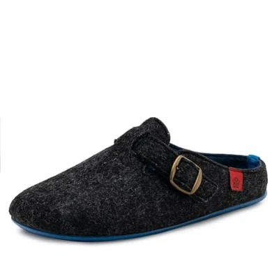 Abbildung von Andrés Machado Hausschuhe für Damen Herbst VAL Unisex Slipper Wolle und Filz rutschfeste Gummisohle herausnehmbares Fußbett Schwarz Blau EU 40