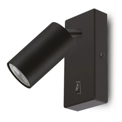 Abbildung von Maclean MCE369 Wandleuchte GU10 mit Schalter Max. 40W drehbarer Spot modernes Design für Wohnzimmer Schlafzimmer und Flur 55x100 mm (Schwarz, Ohne Leuchtmittel)