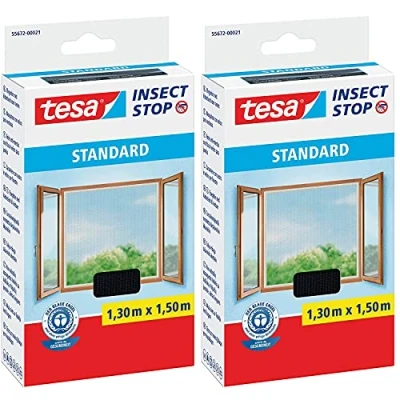 Abbildung von Tesa Standard Fliegengitter für Fenster, 1,3 m x 1,5 mm, Schwarz