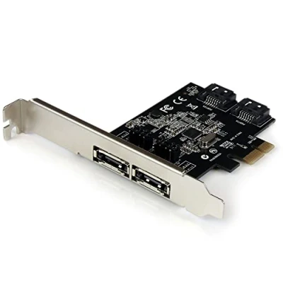 Abbildung von StarTech.com 2 Port SATA III PCI Express Schnittstellenkarte Serial ATA 6Gbit/s PCIe Karte SATA/eSATA Kontroller für Laufwerke (PEXESAT322I)