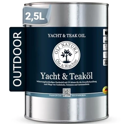Abbildung von OLI NATURA Yacht &amp; Teaköl 2.5 Liter Premium UV Schützendes, Tiefenwirksames Holzöl für Außenanwendungen, geeignet Akazie, Eiche, Douglasie und mehr, Farbe: Natur