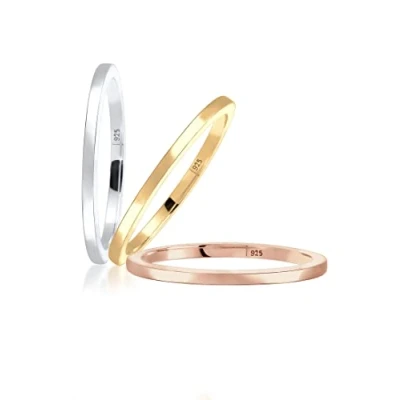 Abbildung von Elli Ring Damen Set Stapel Tri Color in 925 Sterling Silber