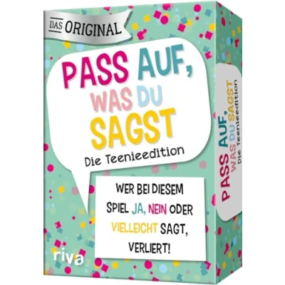 Abbildung von Pass auf, was du sagst Die Teenieedition: Wer bei diesem Spiel »Ja«, »Nein« oder »Vielleicht« sagt, verliert! Geschenk zum Geburtstag. Ab 12 Jahren