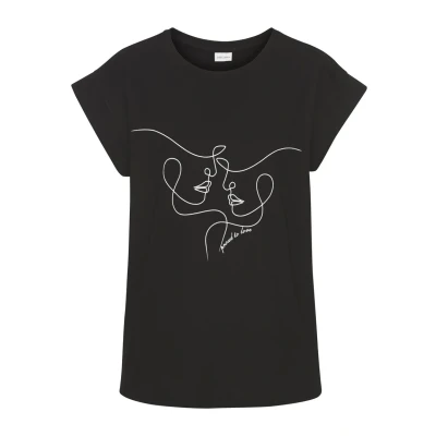 Abbildung von Lascana Faces Tshirt print, Damen, Größe: 32/34, Schwarz