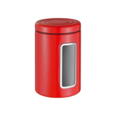 Abbildung von Wesco Vorratsdose Classic Line in der Farbe rot, pulverbeschichtetes Stahlblech, 2 Liter Volumen, Sichtfenster aus Acryl