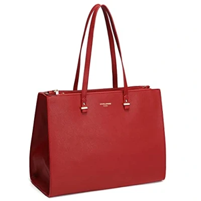 Abbildung von David Jones Damen Shopper Handtasche Frau Große Henkeltasche PU Leder Arbeitstasche Viele Fächer Tasche Aktentasche A4 Laptop Schultertasche Business Arbeit Schule Büro Elegant Tote Rot