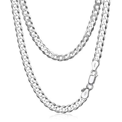 Abbildung von Amberta Herren Panzerkette aus 925 Sterling Silber: Silber Halskette für Männer 5.5 mm 45 cm
