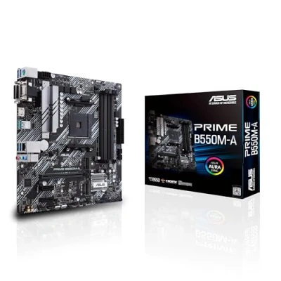 Abbildung von ASUS Prime B550M A Gaming Mainboard Sockel AM4 (micro ATX, Ryzen, PCIe 4.0, 2x M.2, 1Gbit/s Ethernet, SATA 6Gbit/s, USB 3.2 Gen 2 Typ A, Unterstützung für Aura Sync RGB Header)
