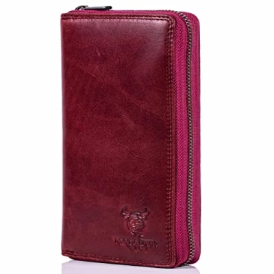 Abbildung von MATADOR GIRONA Leder Geldbörse Damen Pink Groß mit Geschenk Verpackung Luxus RFID Gross, Viele Fächer Edles Portemonnaie Brieftasche