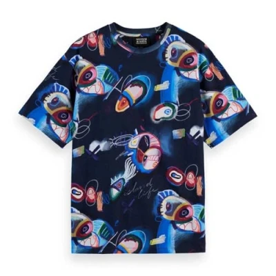 Abbildung von Scotch &amp; Soda Men&#039;s Relaxed fit T Shirt, Abstract Island Night AOP, XL