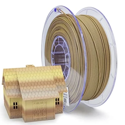 Abbildung von ZIRO 3D Drucker Filament, Mattes PLA Filament 1.75mm, Multicolor Regenbogen 1KG/2.2lb, Holzmaserung Farbe