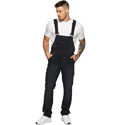 Abbildung von Enzo Herren Ezd390 Ven Denim Dungarees Overalls,Schwarz, 32W