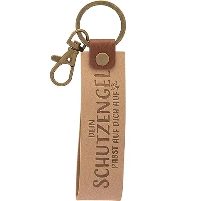 Abbildung von GRUSS &amp; CO Schlüsselanhänger Kunstleder Motiv Engel Anhänger aus hellem mit Dein Schutzengel passt auf dich aus, inkl. Karabiner 48373