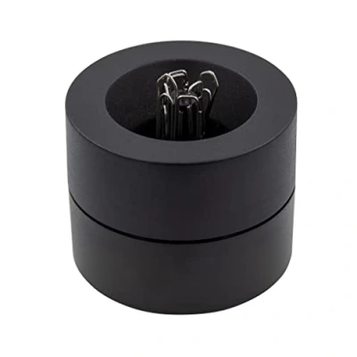 Abbildung von Wedo 270401 Magnet Klammernspender (rund, mit Zentralmagnet inklusive Büroklammern) schwarz
