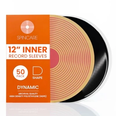 Abbildung von 50x 12&quot; Antistatische Innenhüllen Für LP Schallplatten DYNAMIC 12 Zoll Abrundungen Vinyl Schutzhüllen Premium Qualität HDPE 50 Mikron Dicke 307mm x