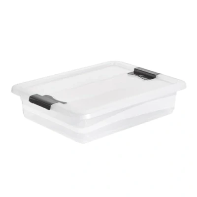 Abbildung von keeeper Aufbewahrungsbox mit Deckel und Schiebeverschluss, 39,5 x 29,5 9,5 cm, 7 l, Cornelia, Transparent