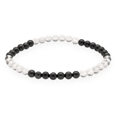 Abbildung von Lebensquelle Plus Mini Kugelarmband 4 5mm Hochwertiges Edelsteinarmband (Bergkristall+Turmalin/Schörl)