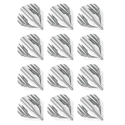 Abbildung von RED DRAGON Hardcore Radical Weiß und Grau Extra Dicke Standard Dart Flights 4 Sätze pro Packung (12 insgesamt)