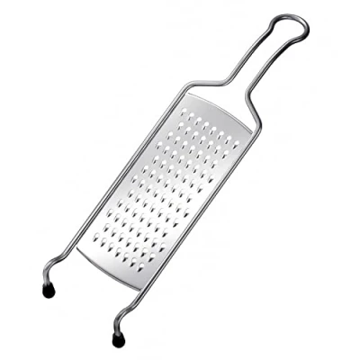 Abbildung von RÖSLE Mittelreibe Classic, Hochwertige Reibe für Rohkostsalate, Käse, Schokolade oder Äpfel, mit Drahtgriff und Silikonstandfüßen, Edelstahl 18/10, 40 cm, Silberfarben