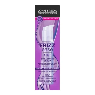 Abbildung von John Frieda 4 in 1 Extra Strong Serum Inhalt: 50ml Haartyp: dick, widerspenstig Aus der Frizz Ease Serie Bändigt Schützt vor Hitze &amp; Luftfeuchtigkeit